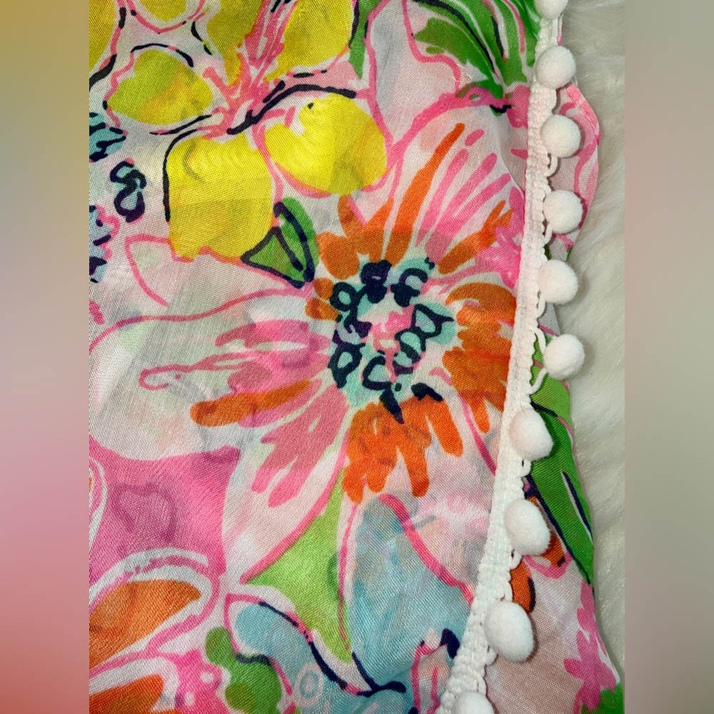 NWT Lilly Pulitzer x Target Nosey Posey Pom Pom Floral Scarf OS Pink - Picture 3 of 3